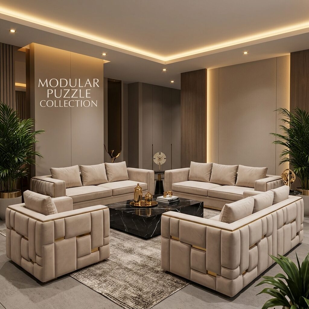مبل پازلی چیست؟ راهنمای کامل خرید و چیدمان مبل ماژولار مثل مدل لاپیاز